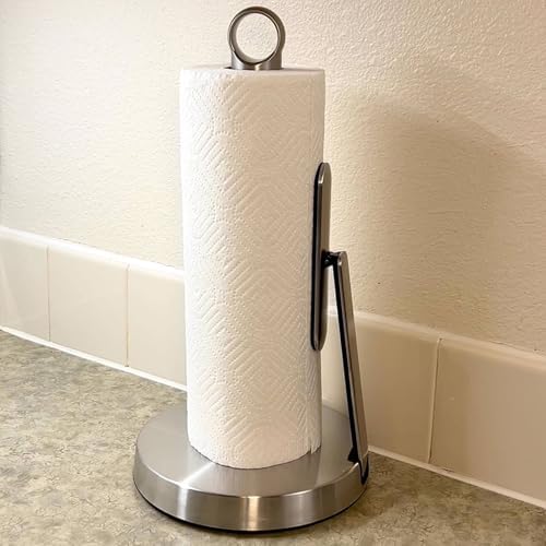 theaoo Heavy-Duty Paper Towel Holder with Tension Arm, Countertop(1,Silver) - Image 4