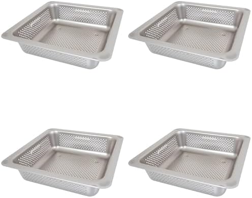 GSW Stainless Steel Floor Sink Drain Strainer 10”W x 10”L x 3”H - Perfect for Restaurant, Bar, Buffet (3" H SS x 4) by GSW