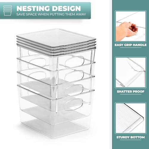 Sorbus Medium Clear Plastic Storage Bins with Lids, Clear Stackable Storage Bins, Laundry Room Organizer Bins, Office, Classroom, Playroom, Bathroom, Laundry Room Organization and Storage (8 Pack) - Image 6