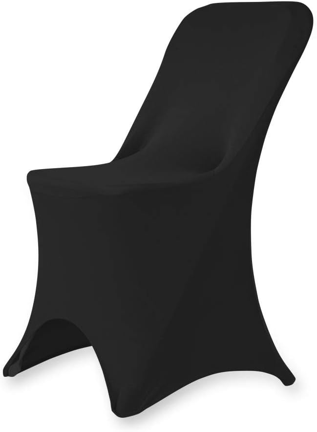 Linenlanding Set of 1/10/50Pcs Hotel Fitted Folding Dining Spandex Stretch Chair Covers - Wedding Reception Banquet Party Restaurant, 17 Colors! (10, Black) by LTC+LINENS