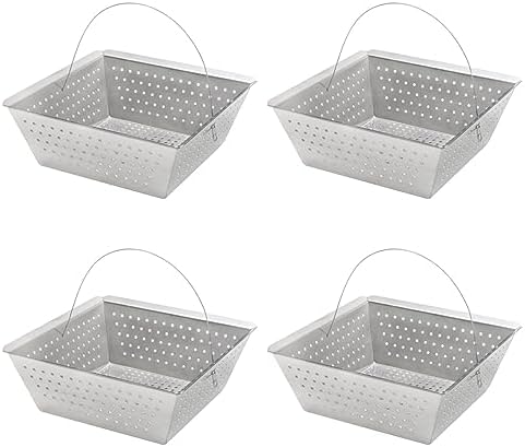 Leyso Stainless Steel Floor Sink Drop-in Basket Strainer Sink Drain Cover 8-1/2" x 8-1/2" x 3-1/8" for Kitchen, Restaurant, Bar, Buffet (Drop-in SS x 4) by LEYSO