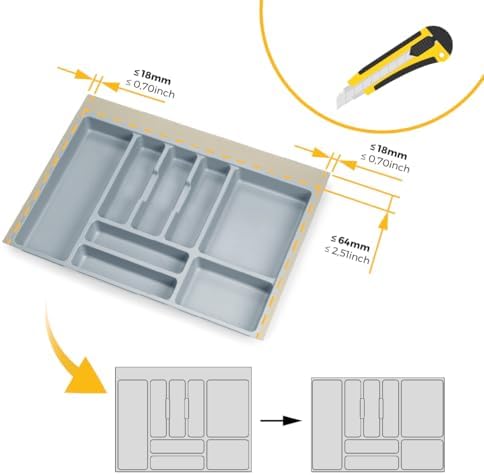 Emuca - Cutlery tray for drawer, cutlery tray drawer wide module 70 cm - Image 2