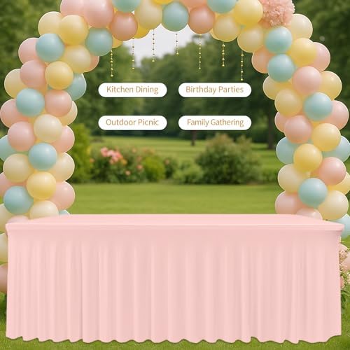 Deep Dream 4 Pack Pink Spandex Fitted Tableclothes for 8 Foot Rectangle Tables, Wrinkle Free 8FT Fitted Table Cover, Stretch Tablecloth Table Skirt for Party, Banquet, Wedding and Events - Image 5