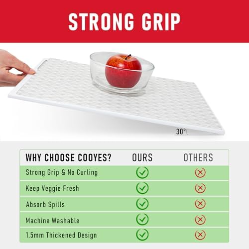 Cooyes Refrigerator Liners, Non-Slip Fridge Liners Washable, Absorbent Refrigerator Shelf Liner for Kitchen Cabinets, Non-Adhesive Refrigerator Mats Fridge bin Liners 12" x 360", Gray - Image 3
