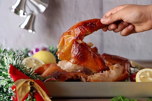 Generic Roasting Pan Stainless steel Roasting pan Turkey Roasting pan with grill Rectangular grill suitable for Turkey, roast chicken and ham (19.5x13.6x2.8in), Silver - Image 3