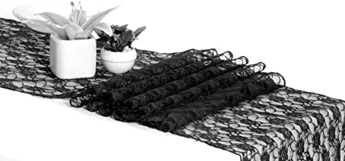 MDS Pack of 25 Wedding 12 x 108 inches Lace Table Runner for Wedding, Decorations for Birthday Parties, Banquets, Graduations, Engagements, and Runners fit Rectangle, Round Table- Black - Image 2