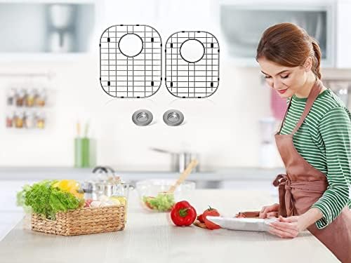 2Pack Sink Protector Grid 13"x16"and 11.2"x14.5", 304 Stainless Steel Sink Protectors for Kitchen Sink, Rust Resistant Metal Kitchen Sink Grid with 2Pack Sink Strainers (Rear Drain/4Pack) - Image 2