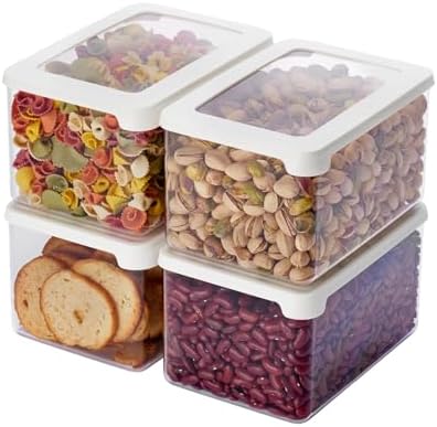 SmartStore Clear Airtight Dry Food Containers with Lids 1.65L Set of 4-20% Bio-based Plastic Storage Box with Lid, BPA Free, Dishwasher Safe - Stacking Kitchen Storage Containers - 18 x 12.5 x 10cm by SmartStore