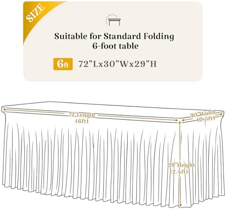 2 Pack Navy Blue Spandex Table Covers & Table Skirt for 6FT Rectangle Tables - Fitted 6 Foot Stretch Fabric Tablecloth with Pleats, Wrinkle Free for Weddings, Parties, Craft Fairs & Folding Tables - Image 4