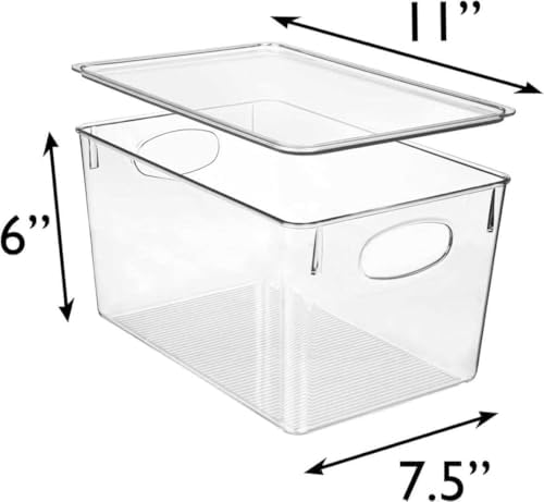 Clear Plastic Storage Bins with Lids, Perfect for Kitchen Organization or Pantry Organization and Storage, Stackable Fridge Organizer Bins, Storage Containers for Organizing, Cabinet Organizers - Image 4