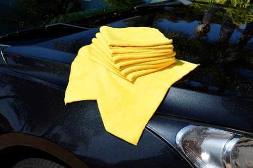 Ultra-Plush Microfiber Cleaning Towels, 16 x 16 Inch, Lint-Free, Scratch-Free, Reusable Multi-Purpose Cleaning Cloths, Yellow, 36-Pack - Image 4