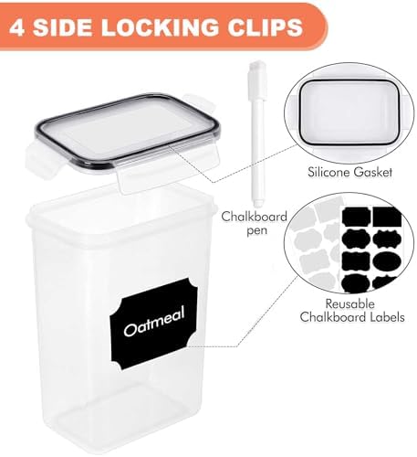24pcs Airtight Containers, Clear Stackable Dry Food Storage | clear airtight containers with tight lids keep dry food fresh. Safe plastic, stackable for pantry kitchen storage - Image 4