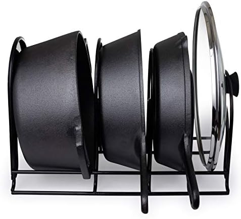 Cuisinel Pan Organizer for Cast Iron, Extra Large 5-Tier Rack, Black 15.4" - Image 5