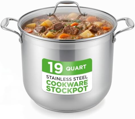 NutriChef 19 Qt Stock Pot with Lid | Stainless Steel Induction Cookware by NutriChef%E2%84%A2Kitchen