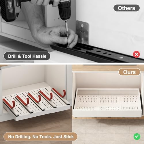 Fokyfok Pull Out Cabinet Organizer,23"-31"W,17"-24"D,Expandable,Adhesive - Image 6
