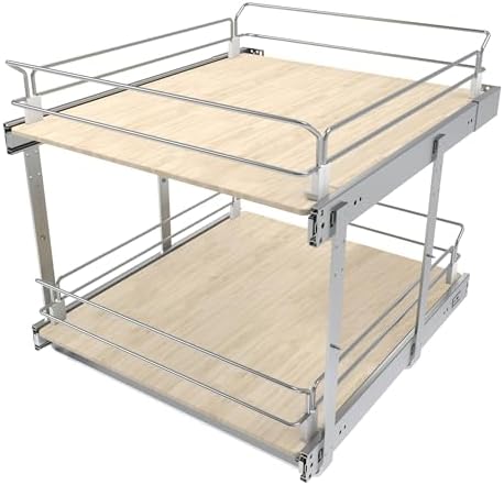 2 Tier Pull Out Cabinet Organizer 20.08" W X 22" D, Wood & Chromed by STORKING