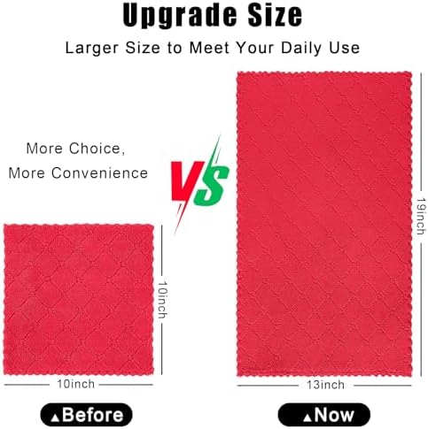 Homaxy 12 Pack Super Soft Absorbent Dish Cloths, 13" x 19", Red - Image 4