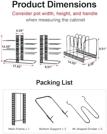 MUDEELA 8-Tier Lightweight Pots and Pans Organizer under Cabinet, 14.55" H - Image 5