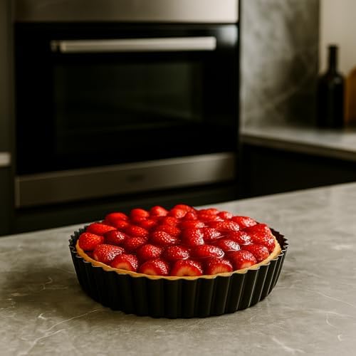 7.87 Inch Deep Dish Pie Pan with Removable Bottom - Fluted Carbon Steel Tart Pan for Quiche Lorraine & Pies - Crispy Crust Baking Dish for Home Bakers - Image 6