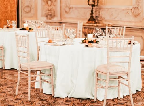 10 Pack Ivory Tablecloth Round 120 Inch Washable Circle Tablecloth,Stain Resistant and Wrinkle Polyester Table Cloth Decorative Round Tablecloth for Dining Wedding Party Banquet Buffe - Image 7