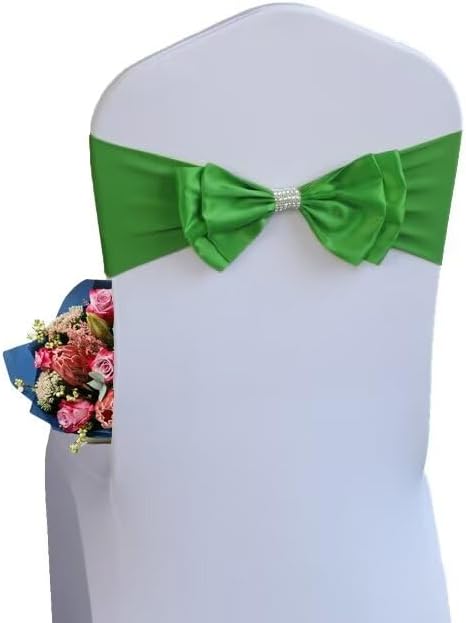 10 PCS Spandex Chair Sash Bow Tied,Elastic Sashes Chair Bands for Wedding Party Reception Events Celebration Banquets Hotel Event Decorations Chairs Decoration(Green) by DDCBNS