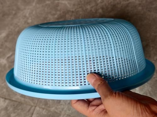 4 pcs Plastic Wash Basket Round Perforated Colander Wash Vegetables and Fruits Drain Cooked Pasta Kitchen Essentials Food Strainer Basket Strainer Kitchen Blue - Image 6