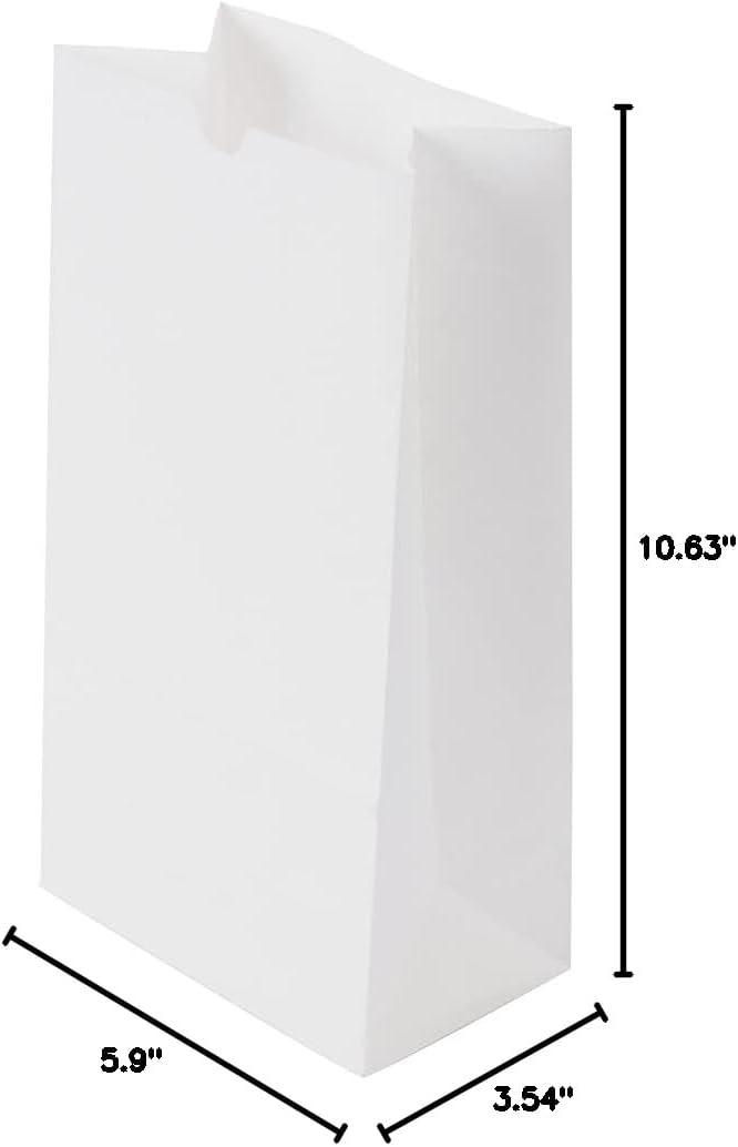 Restaurantware Bag Tek 6lb Paper Bags 100 Disposable Lunch Bags - Medium For Lunches Sandwiches And Snacks White Paper Kraft Paper Bags For Shopping Party Favors Or Gifts