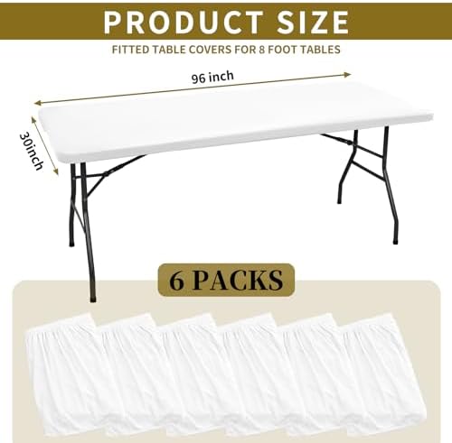 6 Pack Stretch Table Top Cap Cover, White, 30" x 96" - Image 2