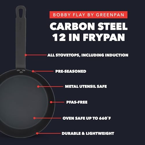 GreenPan x Bobby Flay 12" Pre-Seasoned Carbon Steel Frying Pan Skillet - Image 5