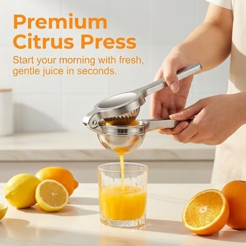 Handheld Lemon Juice Squeezer, Lemon Squeezer Stainless Steel, Manual Fruit Juice Squeezer, Heavy Duty Citrus Press Juicer, Ergonomic Hand Press Juicer for Lime, Orange, Grapefruit, Pomegranate (2pcs) - Image 2