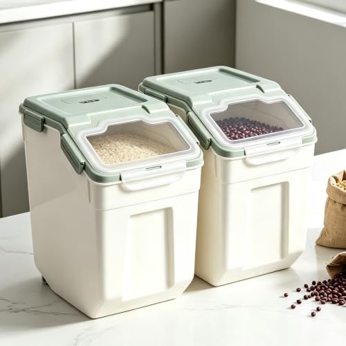50 lb Large Food Grade Container for Rice Flour Sugar, Green, 4 Pack - Image 7