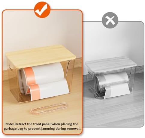 Delamu 2 Set Pantry Organizers and Storage,Trash Bag Dispenser with Bamboo Top,Stackable Trash Bag Dispenser Under Sink Organizer for 4-30 GalBags,Onion,Potato,Fruits,Amber(11-7/32"L*7" W*7-1/8"H) - Image 4