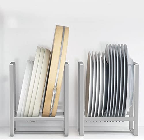 2PCS Plate Holders Organizer, Metal Dish Storage Dying Display Rack for Cabinet, Counter and Cupboard, Grey by MINGFANITY