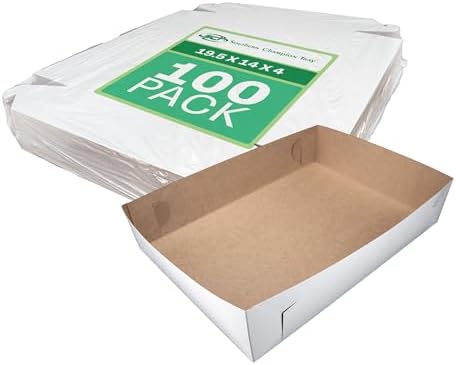 Southern Champion Tray 1090 Premium Clay Coated Kraft Paperboard White Non-Window Sheet Cake and Utility Tray, 19-1/2" Length x 14" Width x 4" Height (Case of 100) by SouthernChampionTray