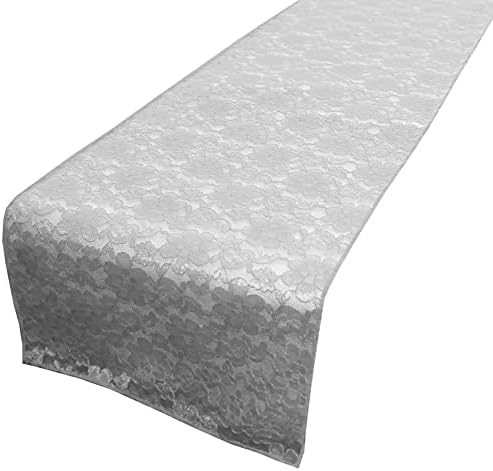 Zen Creative Designs 10 Pack Floral Lace Table Runner Sheer Lace Event Party Wedding Table Decor (12" by 120", Silver) by ZenCreativeDesigns