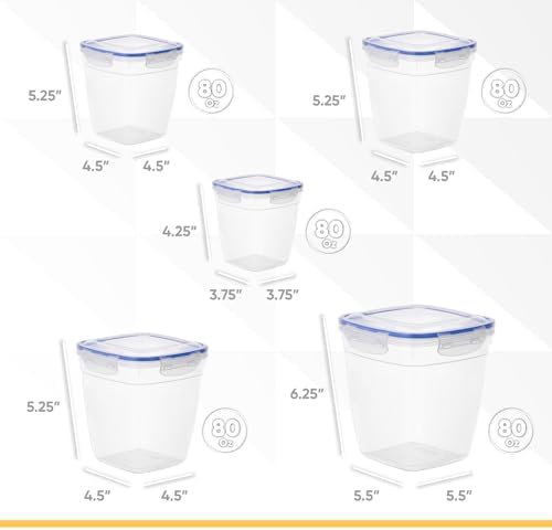 Superio Plastic Food Storage Container Set, BPA Free, Sealed Containers with Airtight Lids for Pnatry, Cupboard, and Fridge- Microwave and Dishwasher Safe (10) (5-Pack) - Image 2