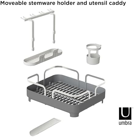 Umbra Holster Dish Rack– Molded Plastic Dish Drying Rack with Drainage Spout, Charcoal - Image 6