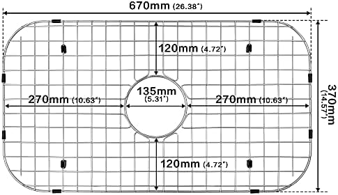 Kitchen Sink Grid,26 3/8" X 14 9/16" Sink Protectors for Kitchen Sink,Stainless Steel Sink Grate with Center Drain - Image 4