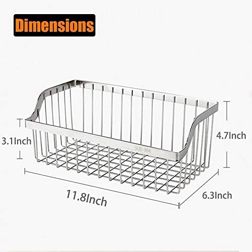 Kitchen Storage Metal Wire Fruit Basket - SUS304 Stainless steel Organizer Storage Bin Baskets for Bathroom - Space Saving Design for Pantry Organization （Silver） - Image 2