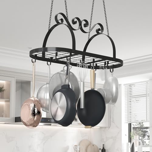 33" Pots and Pans Hanging Rack, Metal Pan Rack Hanger Organizer - Image 6