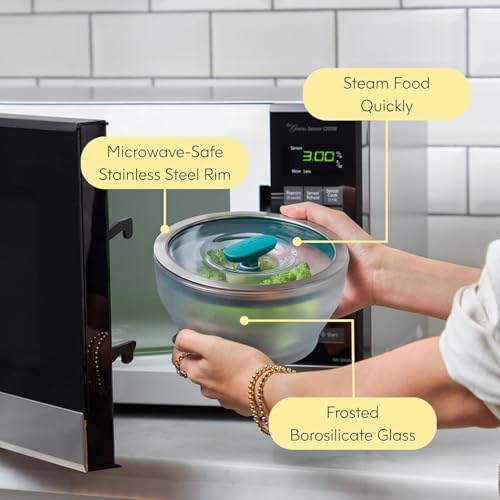Anyday 8-Pc Microwave Cookware Food Storage Set, Glass Lids (Blueberry) | Microwave-Safe Reheating, Cookware, Plastic-Free Containers, Stackable Airtight Steamer, Vented Lid, Steaming Vegetables - Image 6