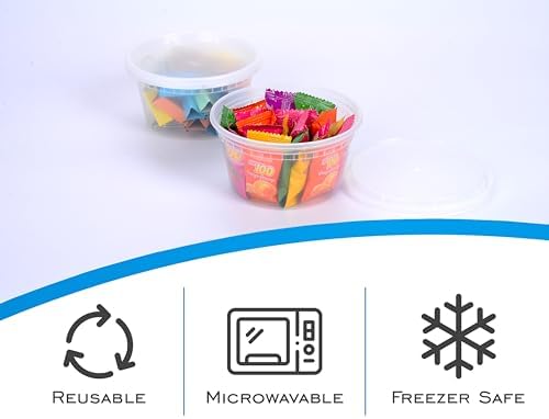 EDI [12 OZ, 25 Sets] Plastic Deli Food Storage Containers with Airtight Lids | Microwave-, Freezer-, Dishwasher-Safe | BPA Free | Heavy-Duty | Meal Prep | Leakproof | Recyclable - Image 3