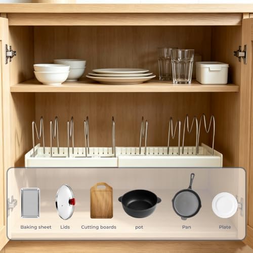 2-Pack Pots and Pans Organizer under cabinet with 9 Adjustable Dividers-22" - Image 5