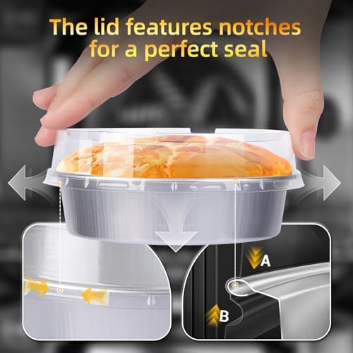 Beasea Pie Tins with Lids 8oz, 100 Pack 4 Inch Disposable Mini Creme Brulee Ramekins Silver Small Aluminum Foil Pie Tart Cake Baking Pans Individual Round Containers Oven Safe for Baking - Image 4