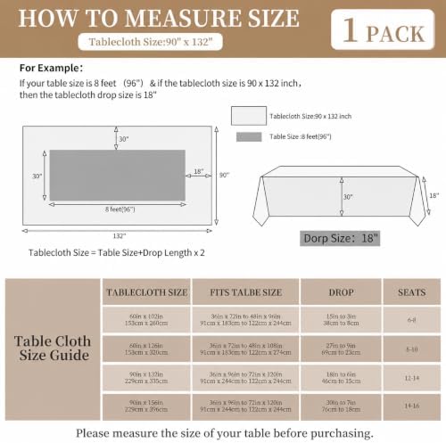 White Tablecloths for Rectangle Tables,90 x 132 Inch - Image 2