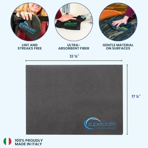 Supercloth® Premium Microfiber Cleaning Cloth for All-Purpose, Lasts Over 5 Years, Glasses Cleaning Cloth, Microfiber Cloth for Cars, Magic Reusable Cloth Streak-Free 100% Made in Italy (2pk) - Image 2