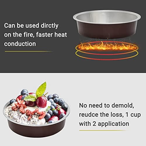 Beasea Disposable Mini Pie Tins With Lids, 4 Inch 50 Pack Disposable Mini Pie Pans, 8 Oz Aluminum Foil Coffee Brown Tart Pans Round Oven Baking Small Cake Tin for Cheesecake Fruit Tart Quiche - Image 3