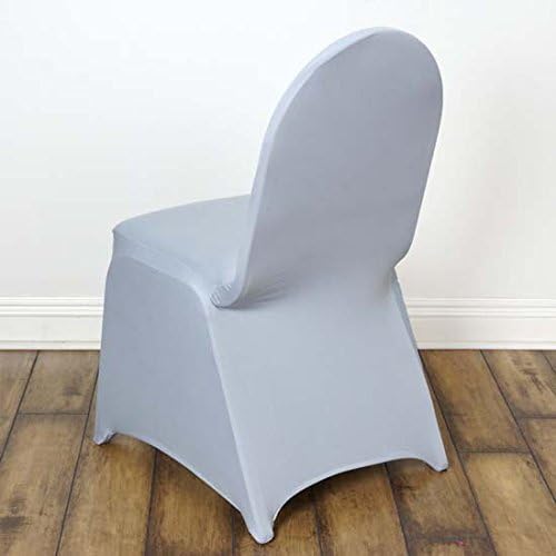Tableclothsfactory 100 PCS Silver Stretchy Spandex Fitted Banquet Chair Cover Dinning Event Slipcover for Wedding Party Banquet Catering - Image 2
