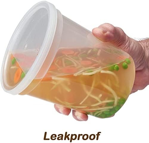 Deli Containers with Lids 32oz. Leakproof 120 Sets BPA-Free Plastic Food Storage Cups Clear Airtight NC02055 32 oz Deli Container - Image 2