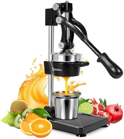 Cast Iron Manual Citrus Juicer Press, Heavy Duty Fruit Squeezer | Long-lever citrus press for oranges, grapefruit, and pomegranates with removable stainless steel parts by SHCAZHCX